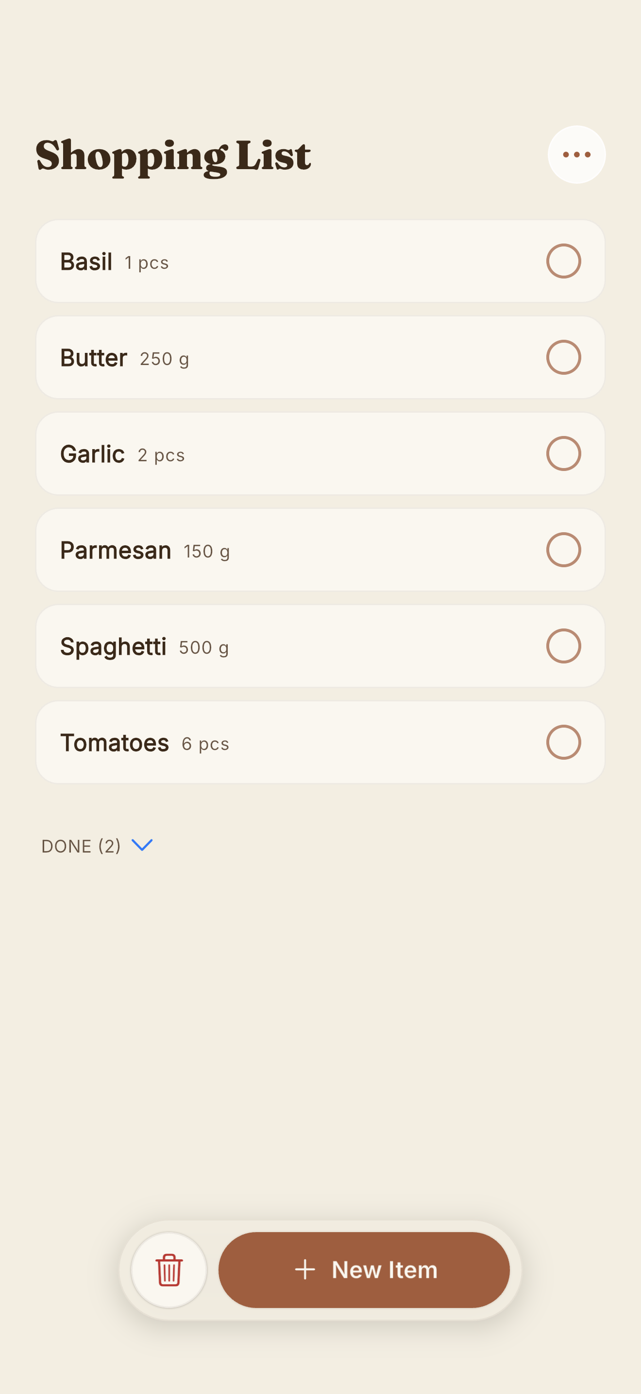 Cove smart grocery list sorted by aisle with checkable items on iPhone