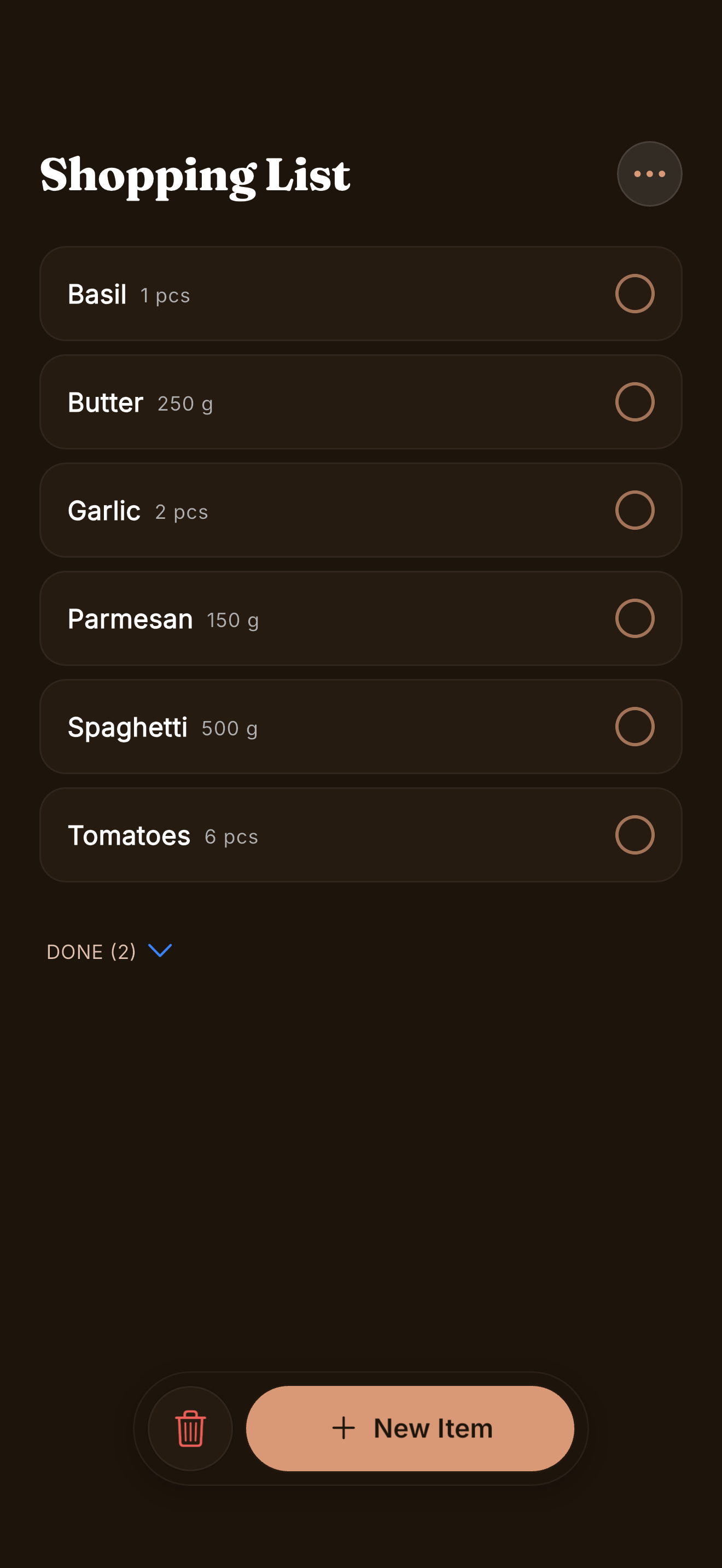 Cove smart grocery list sorted by aisle with checkable items on iPhone